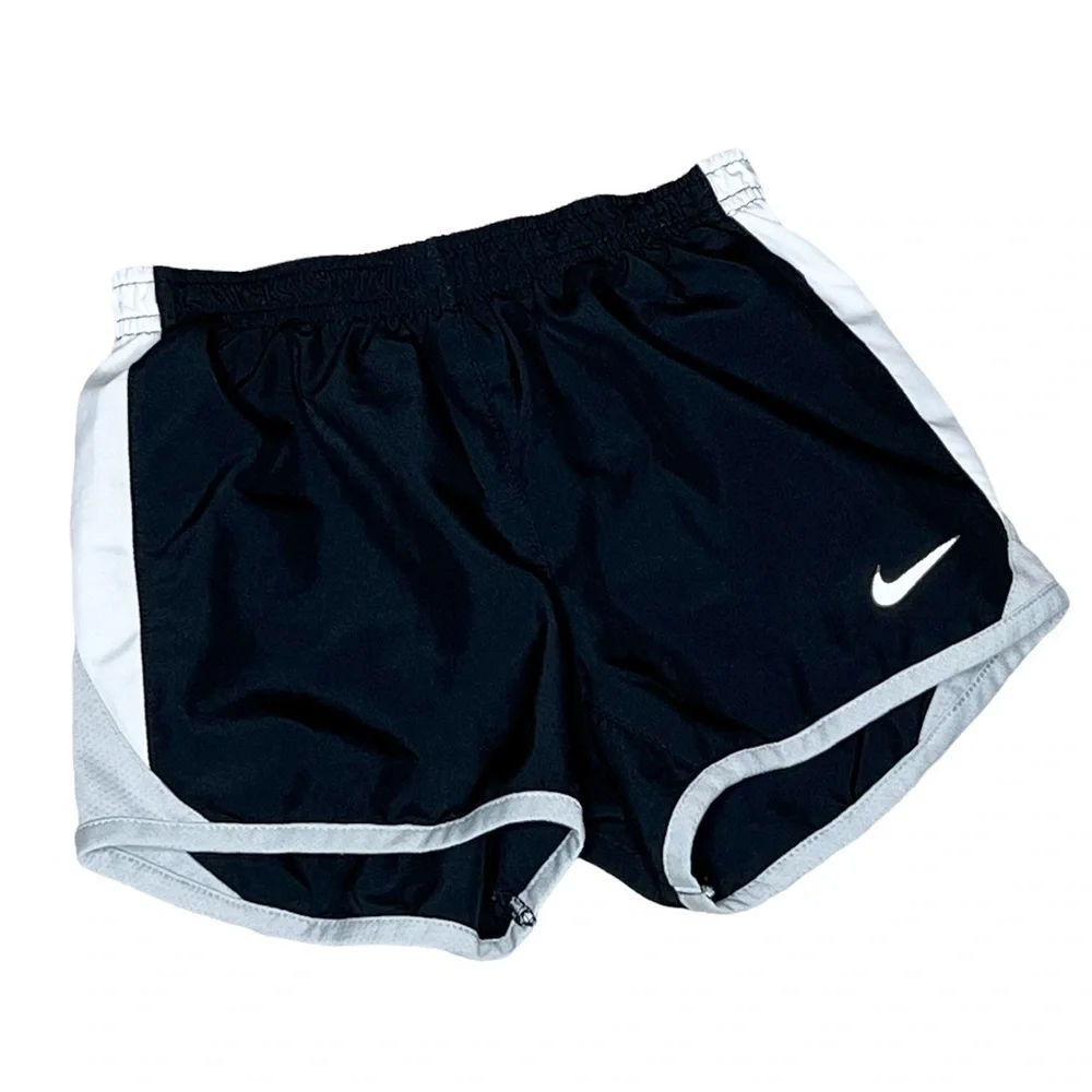 Nike Girls Tempo Running Shorts Black White Grey Dri Fit Size 6